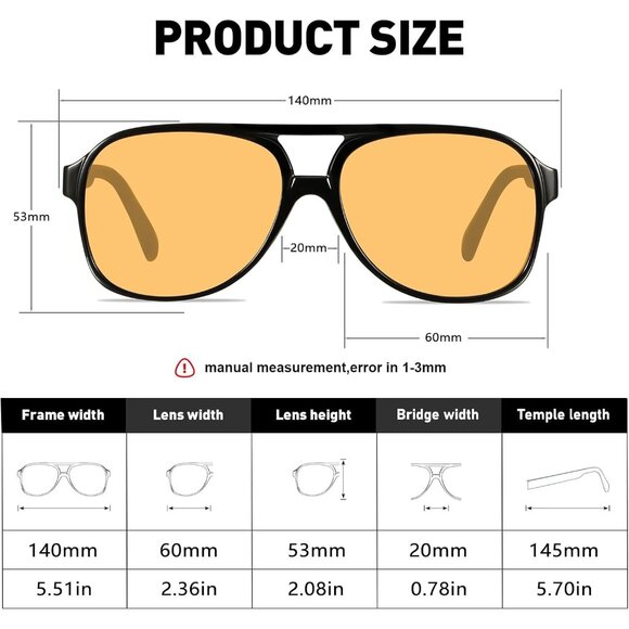 Retro Aviator Sunglasses Unisex Large Frame Vintage Sun Glasses - Picture 7 of 7